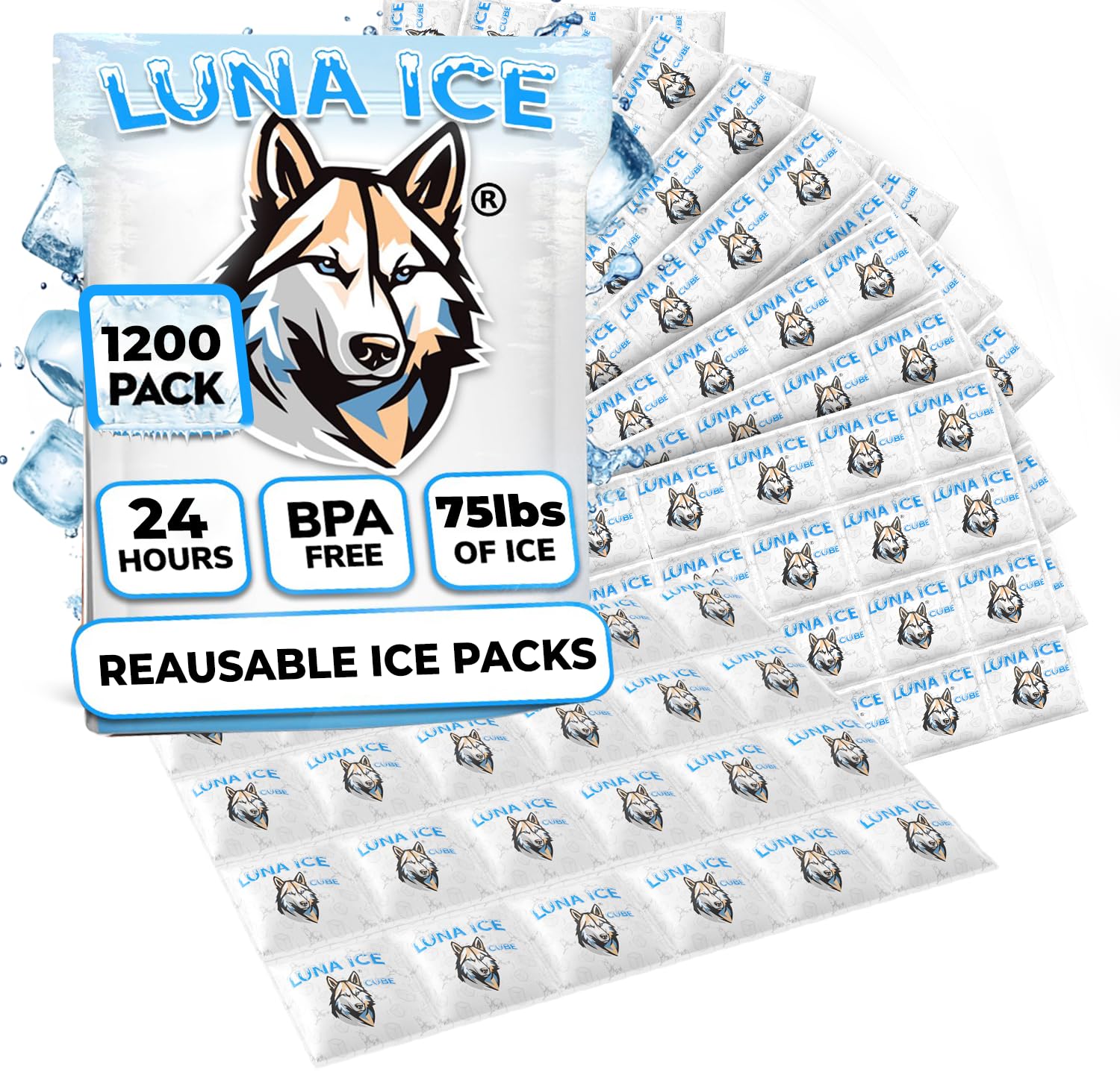 Dry Ice Packs for Shipping Cubes - Long Lasting ice Packs - 24+ Hour Freeze Power - BPA Free - 1200 Pack Bulk 75 lb – Hielo Seco - Reusable Gel Bricks for Food