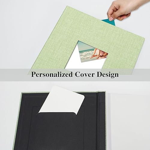 Miniatura 3 de Hiwhy Álbum de fotos autoadhesivo para libro de fotos de 4 x 6 pulgadas, 2 x 3 pulgadas, pequeño álbum de recortes de lino, álbum de fotos, libro de