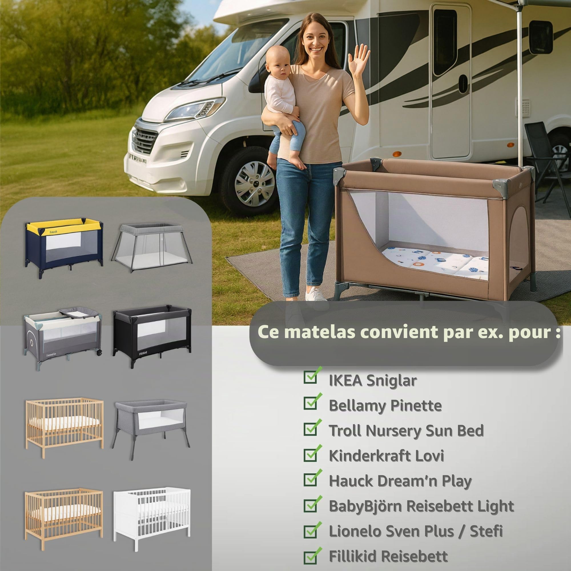 Totsy Baby Matelas Bebe Pliable 60x120 cm pour lit - Matelas bébé pour Lits Parapluie Sol Enfant et Respirant en Mousse avec Lavable Housse 60 x 120 cm Safari