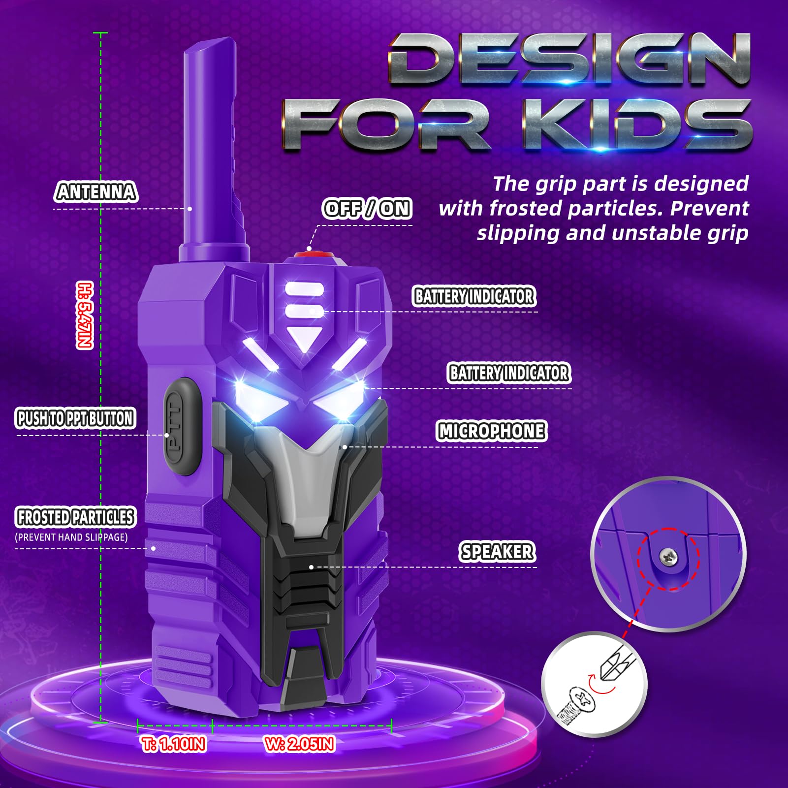 Purple Doomlord Walkie Talkies - Kids Transform Toys -6 Purple Doomlord Walkie Talkies - Kids Transform Toys -6
