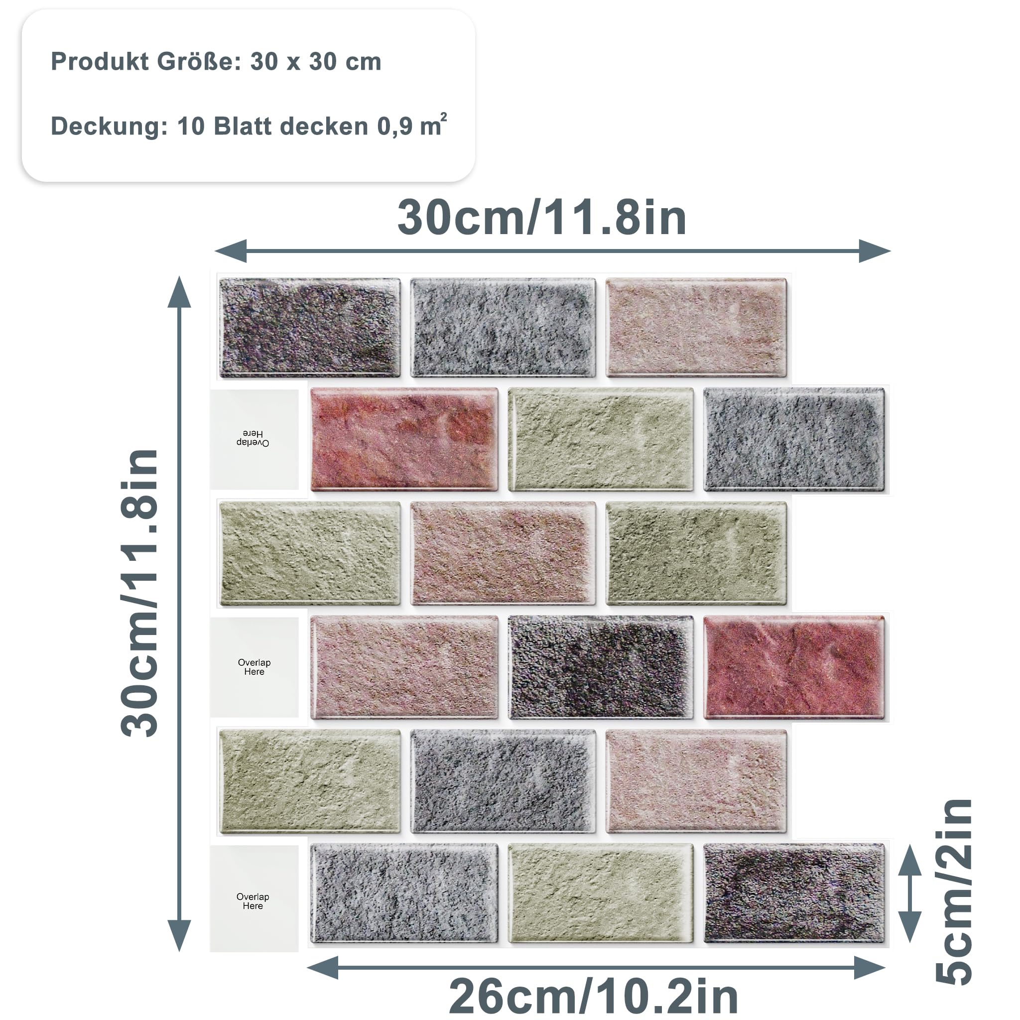 HENGMEI Adhesivos para azulejos Cocina Pegatinas 3D Autoadhesivas Película adhesiva para azulejos Adhesivo de pared para Baño Techos de cocina, 30 hojas, Tipo M