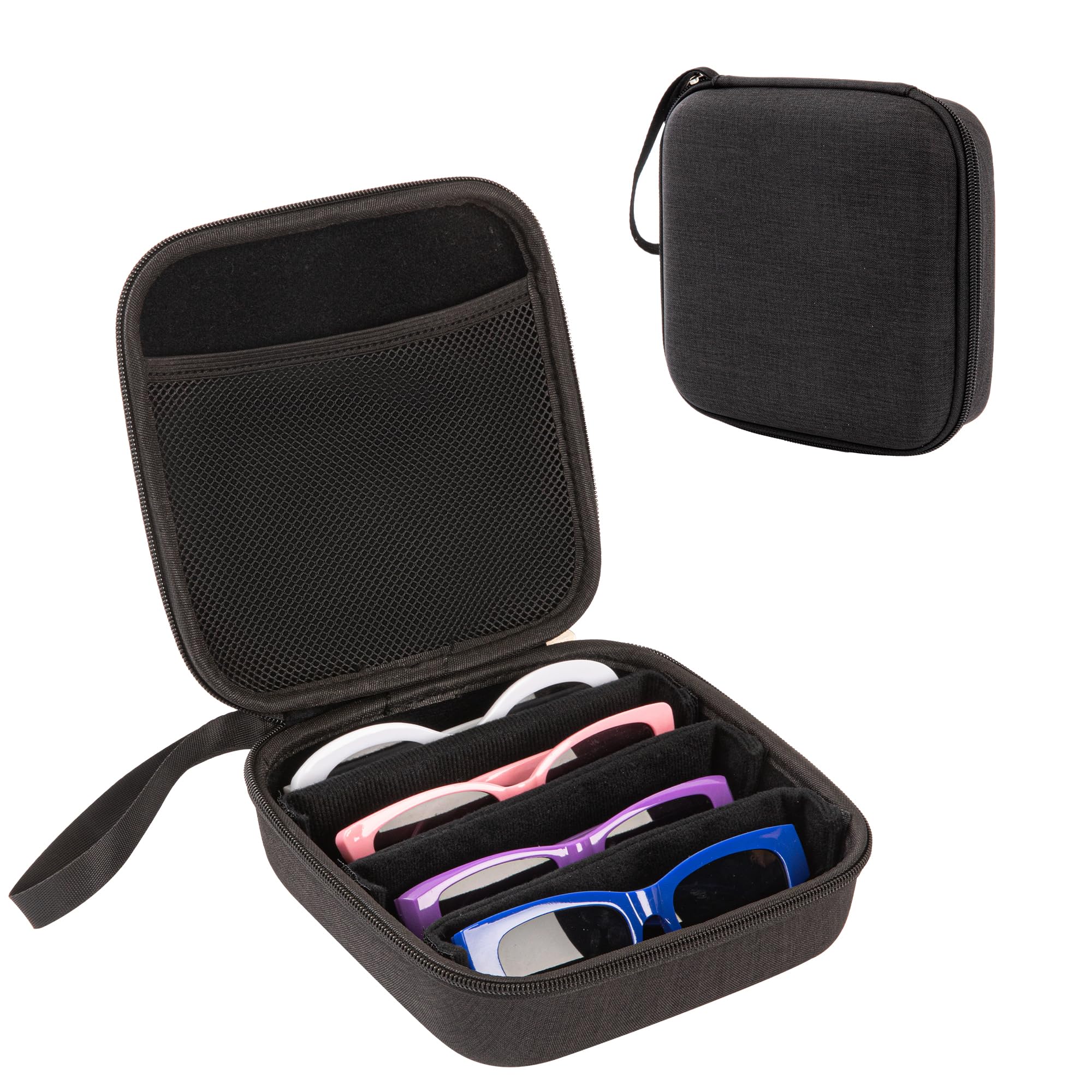 KGMCARE Travel Sunglasses Organizer Case for Multiple Glasses Adjustable Slot Eyeglass Organizer for Women Men Glasses Case