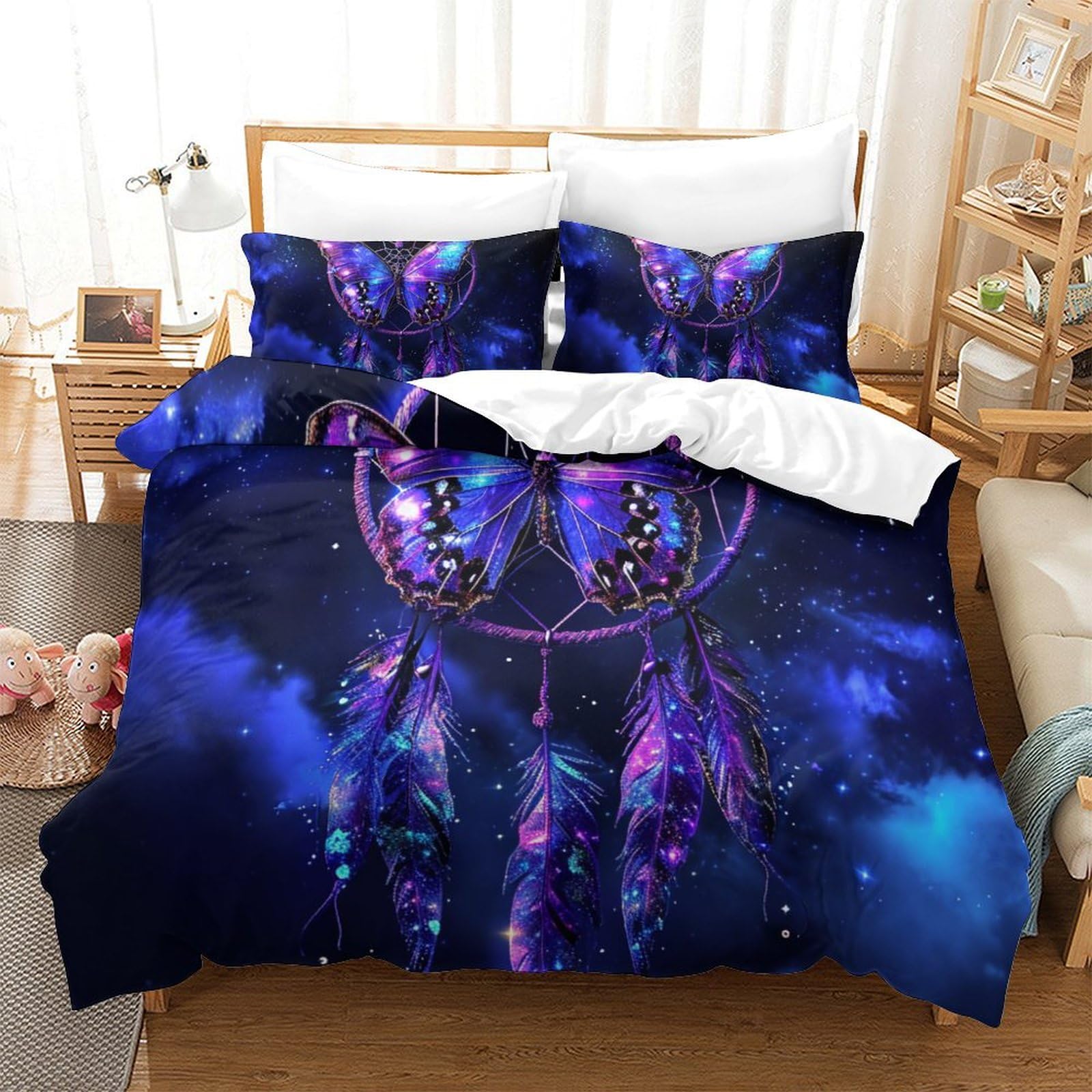 Parure de Lit Chat 3D 260x220 cm avec Housse de Couette Enfant Adolescent