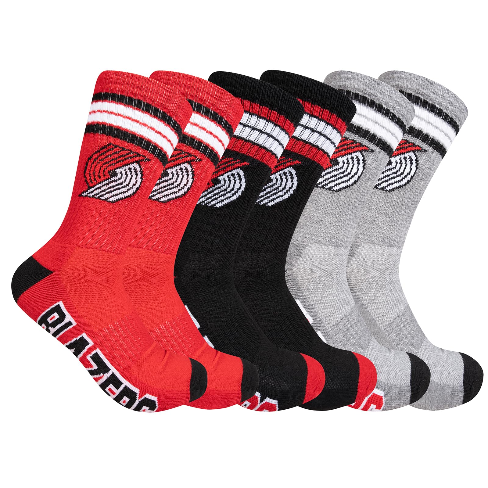 Ultra Game NBA Men's Athletic Cushioned Secure Fit Team Crew Socks - 3 Pack