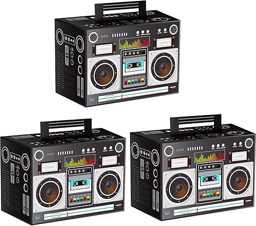 Sumind Cajas de recuerdo de boom de los años 80, decoraciones temáticas de los años 80, caja de boom, recuerdos de fiesta, decoración de radio para