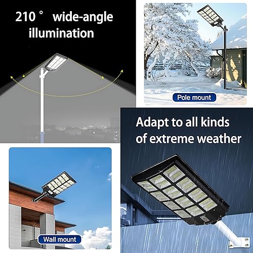 Miniatura 4 de Luces solares de calle de 15000 W para exteriores, 7000 K, luces de estacionamiento comerciales del atardecer al amanecer, luces de inundación gran