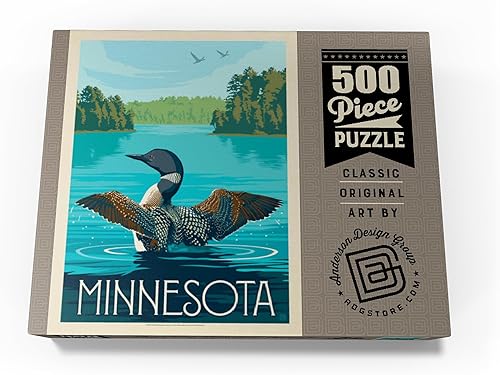 Miniatura 4 de Minnesota Loon, póster vintage, rompecabezas prémium de 500 piezas para adultos