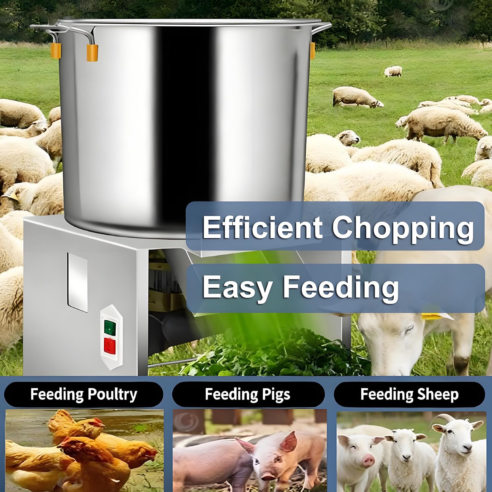 Picadora De Verduras Comercial Multifuncional, Picadora Y Trituradora Automática De 1800 W para Frutas Y Verduras, Cuchillas De Acero Inoxidable para Zanahorias, Patatas Y Cebollas.