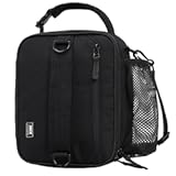 MIER Expandable Lunch Bag Insulated Lunch Box for Men to Work Travel Portable Lunchbox Bags with Shoulder Strap and Water Bottle Holder&comma; Black