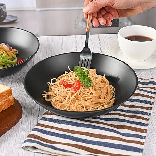 Miniatura 4 de Juego de 6 cuencos de fibra de bambú para pasta de 34 onzas, 8.5 pulgadas, cuencos grandes para ensalada, pasta, frutas, helado, sin BPA, aptos para