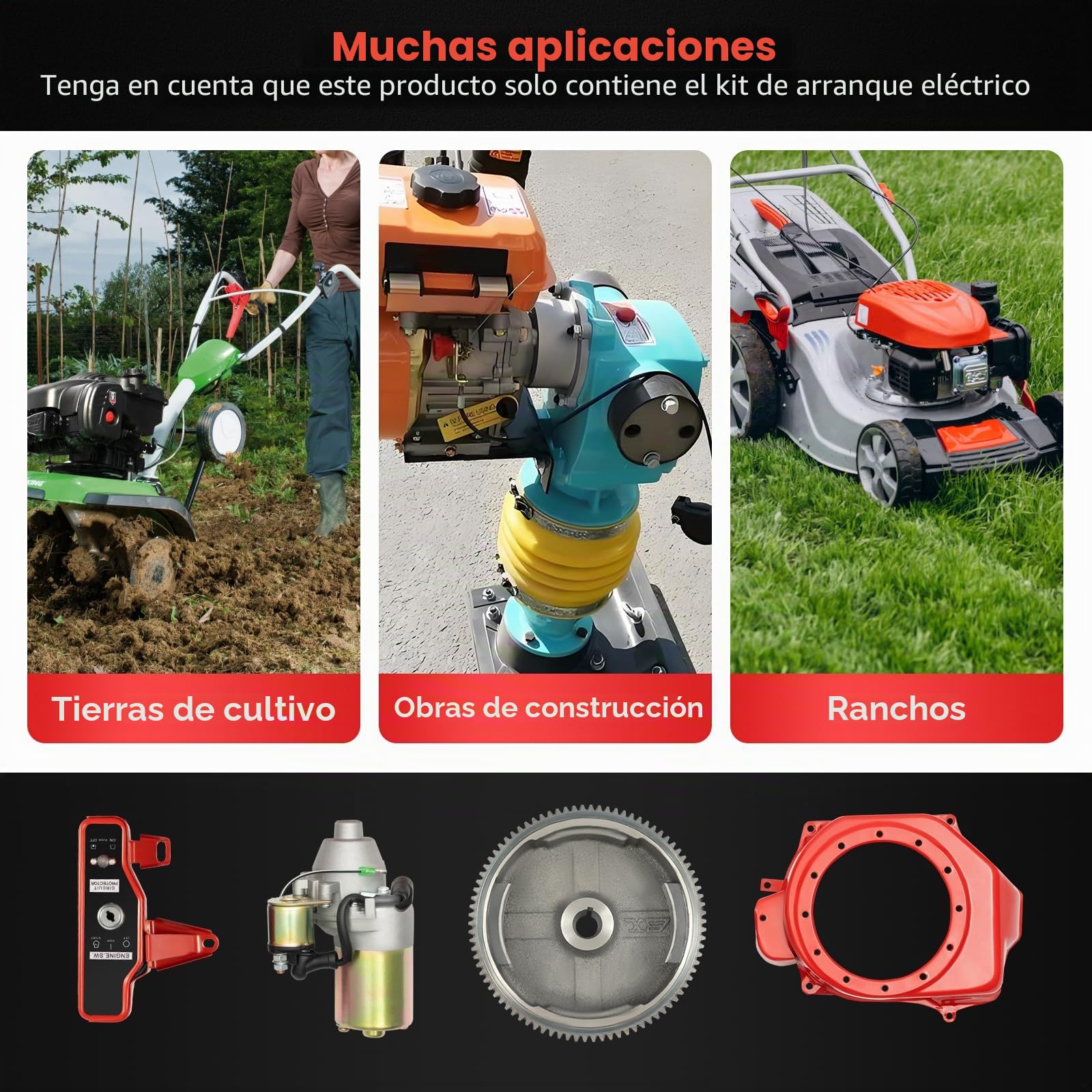 Kit de arranque eléctrico para Honda GX160 5,5 CV GX200 6,5 CV, volante de inercia, motor de arranque, interruptor de llave, motores y generadores con imán de arranque