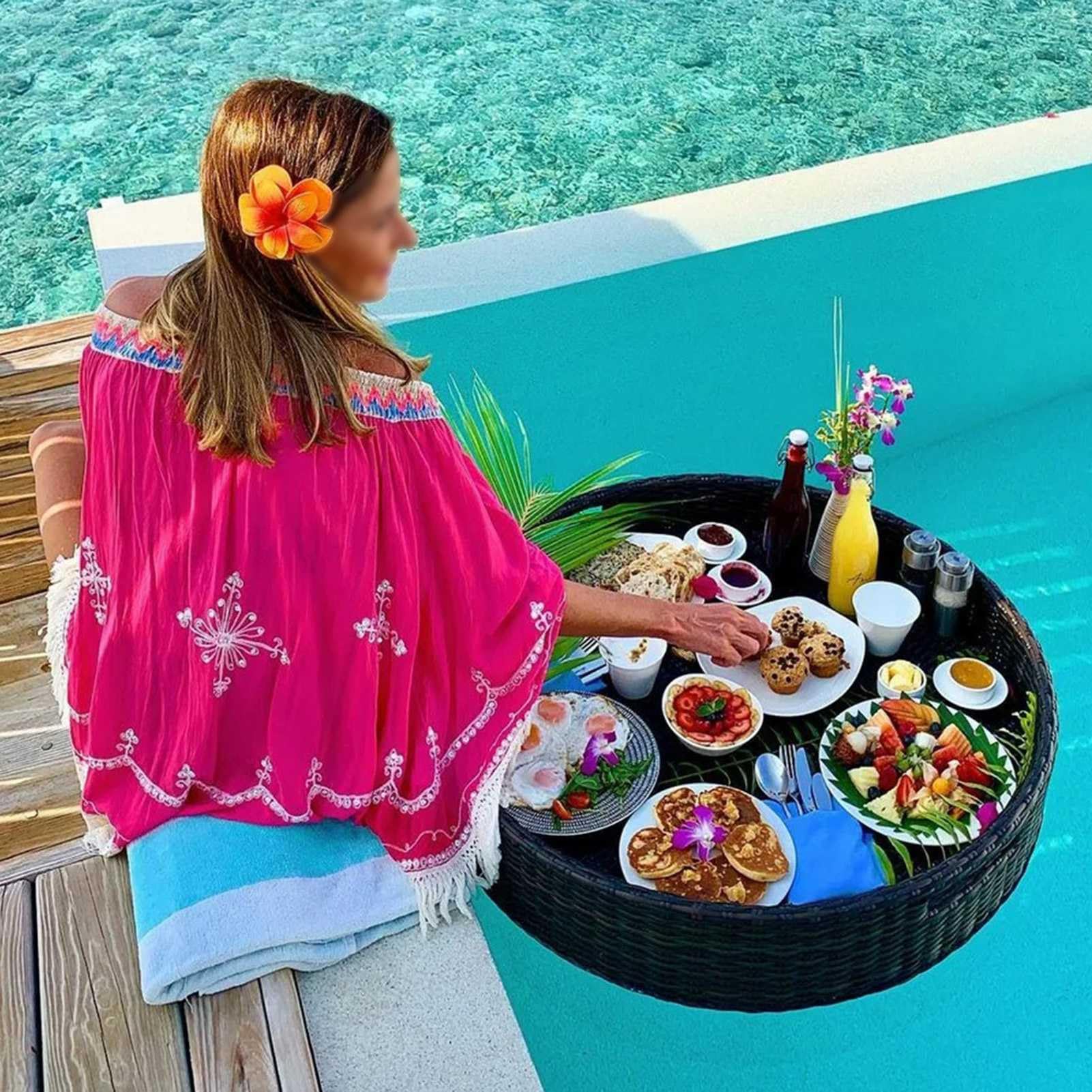 Swimming pool floating bar, Floating Tray(Black,60CM)