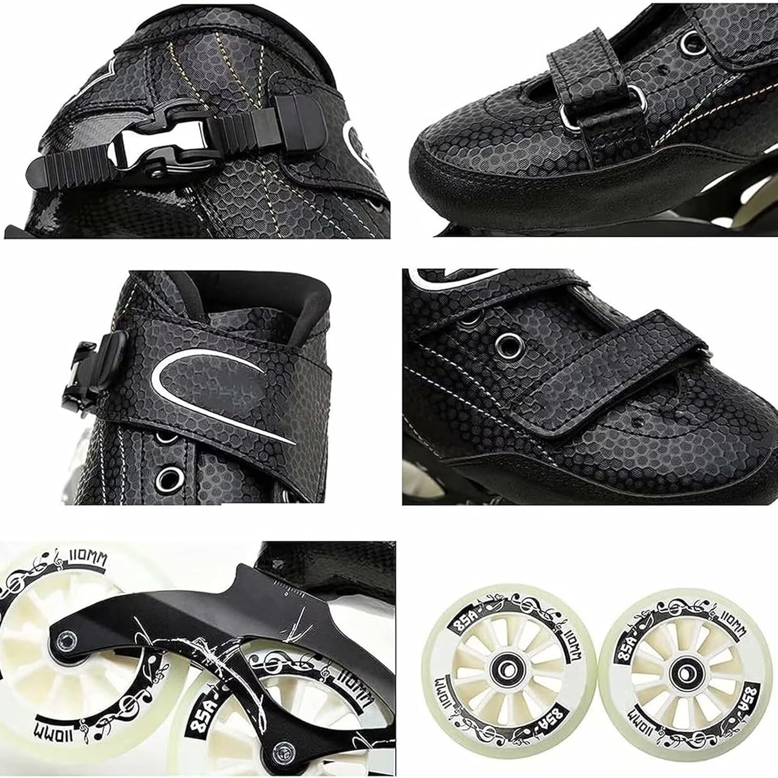 Patines En Línea De Velocidad Carbono 110 mm Unisex 4-Wheel Black