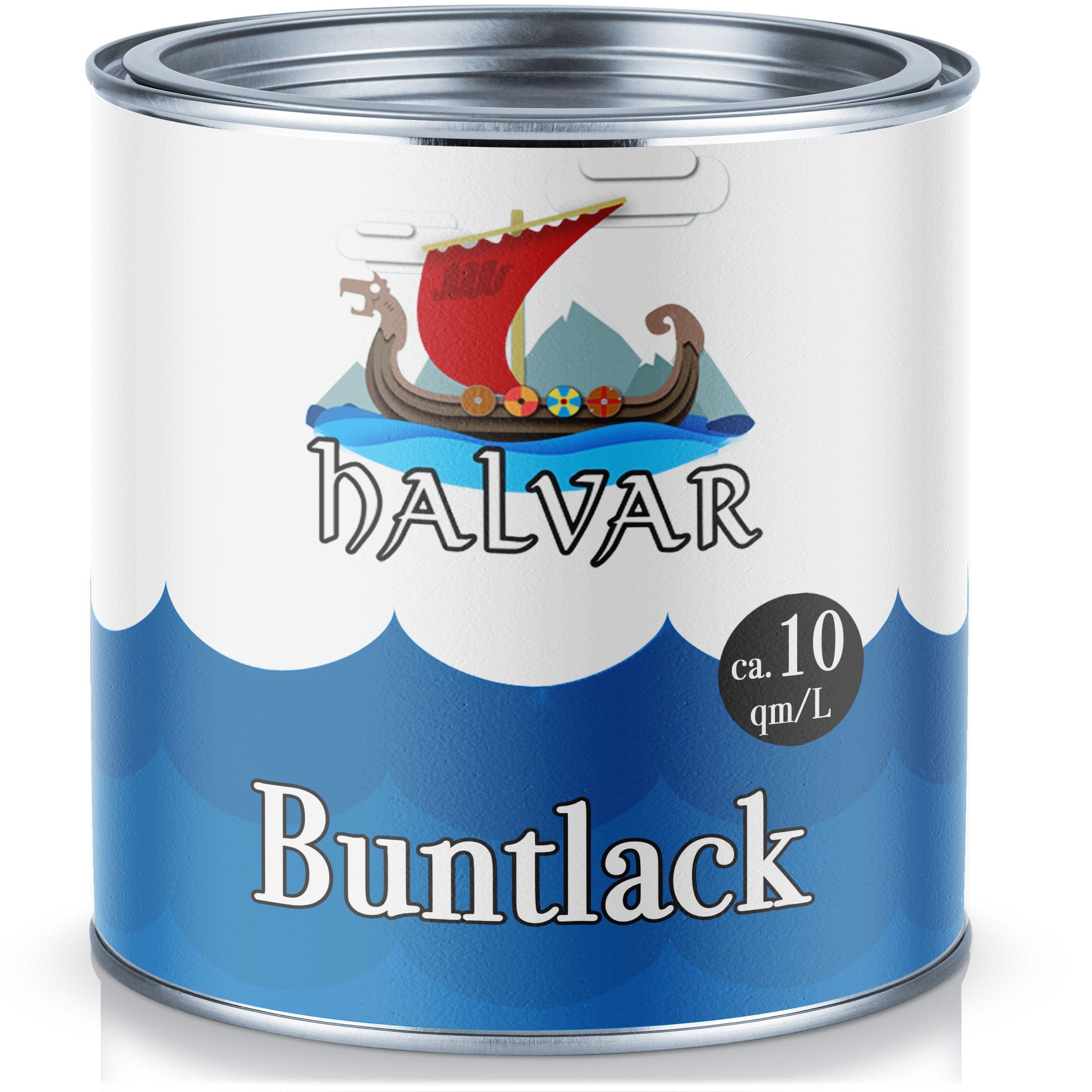 Halvar Buntlack für Holz & Metall SEIDENMATT Gelb RAL 1000-1037 Holzfarbe Holzlack Innen & Außen robuster Kunstharzlack Wetterbeständig & perfekter Langzeitschutz (10 L, RAL 1013 Perlweiß)