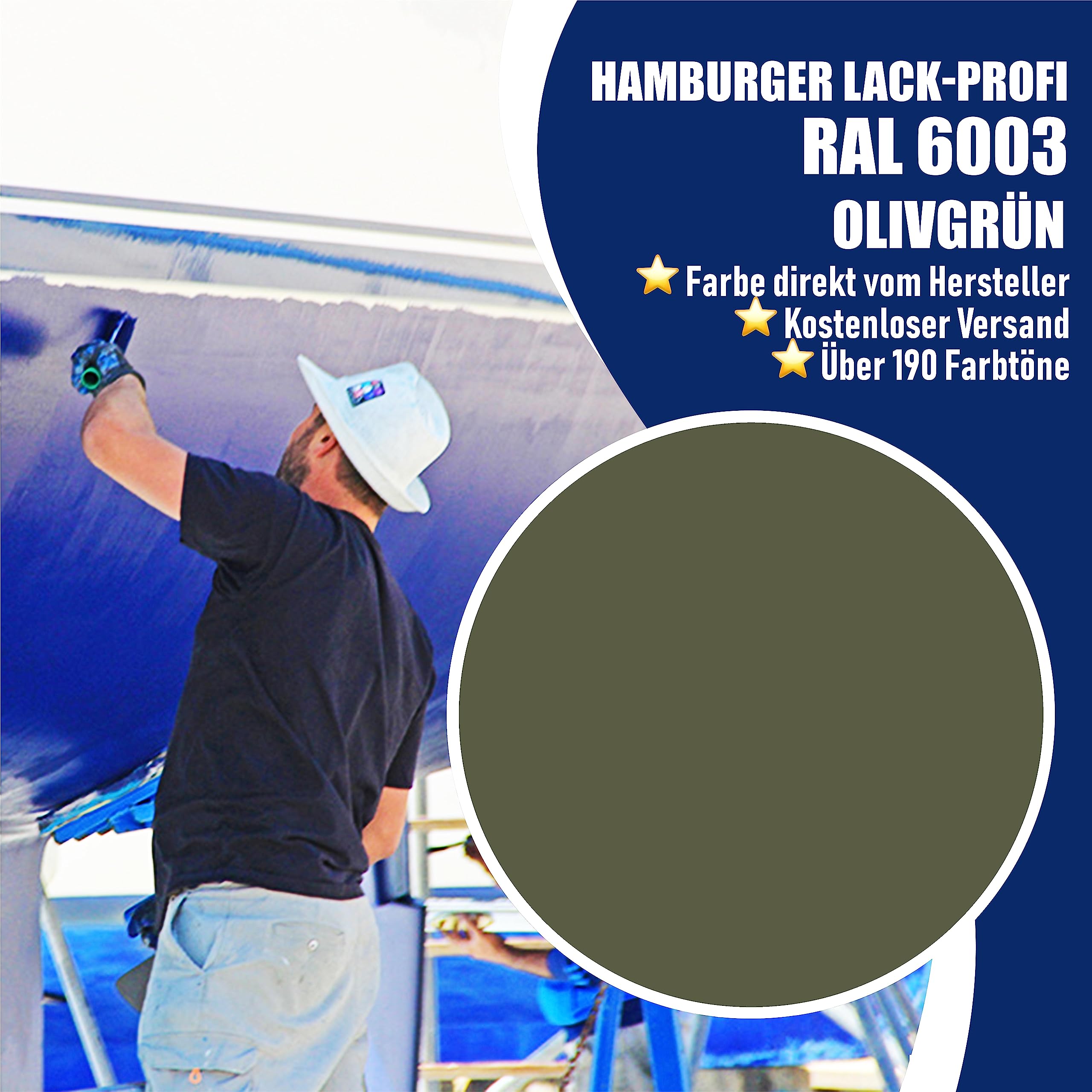 Hamburger Lack-Profi 2K Bootslack MATT Olivgrün RAL 6003 Grün für GFK/Kunststoff/Polyester Yachtlack Yachtfarbe Bootsfarbe