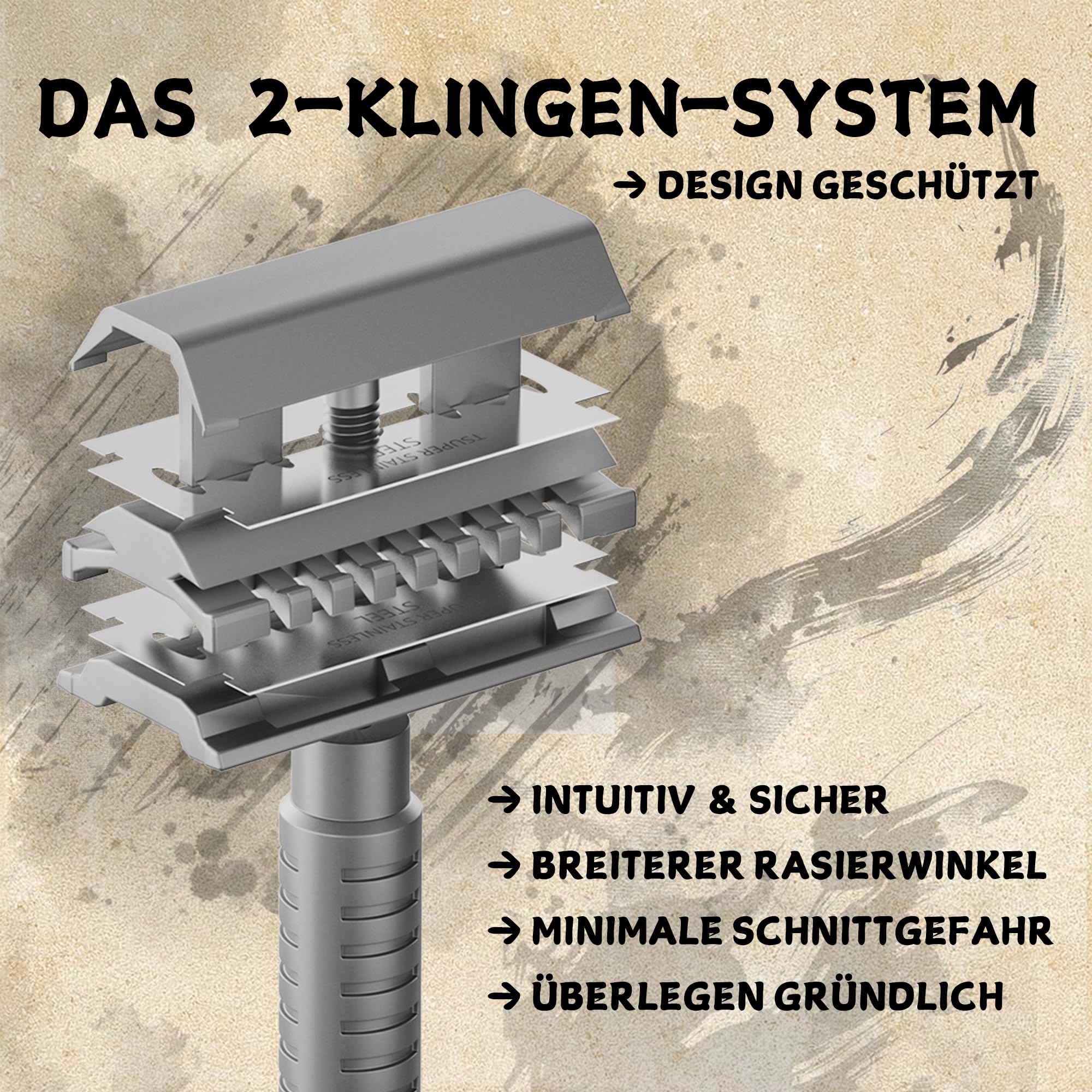 Premium Rasierhobel | Gesicht & Körper | 2-Klingen-System | Sicher & Effizient | Nachhaltig & Plastikfrei