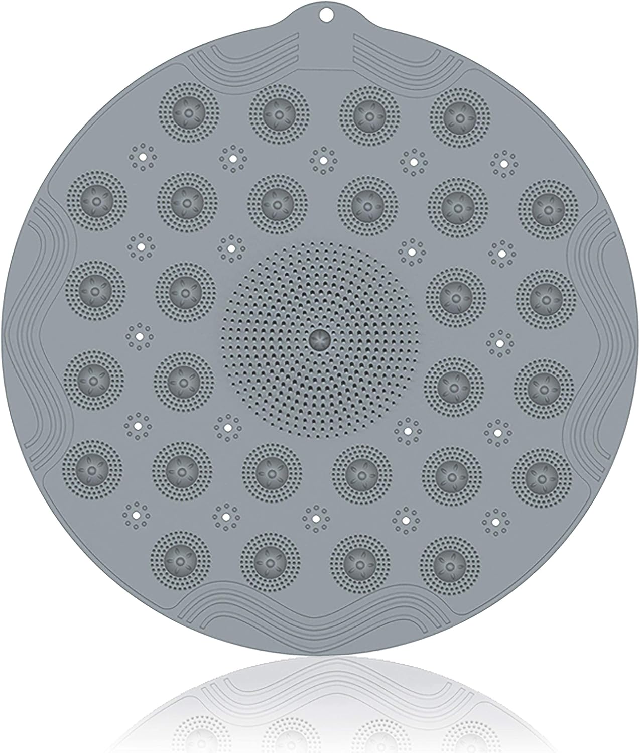 Shower Stall Mats Round Silicone Material Non-Slip Shower Bath Mat with Drain, Size 18.1x 18.1 Inch, Machine Washable, Great for Shower Stall,Tub, Bathroom - Grey : Home & Kitchen
