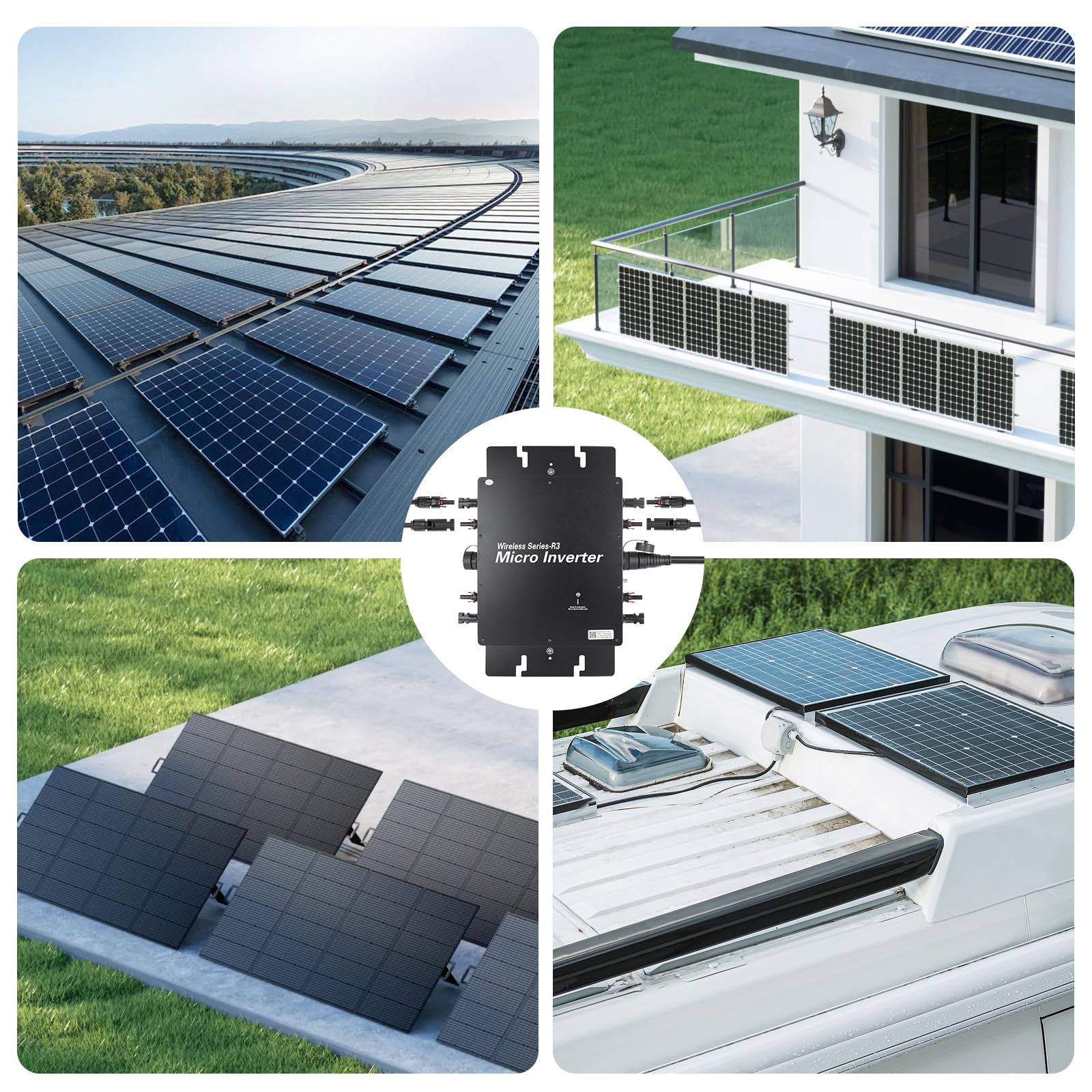 Micro inverter 1200 W, con WiFi intelligente per centrali elettriche da balcone, inverter PV plug & play, MPPT integrato, controllo app, invertitore solare IP65