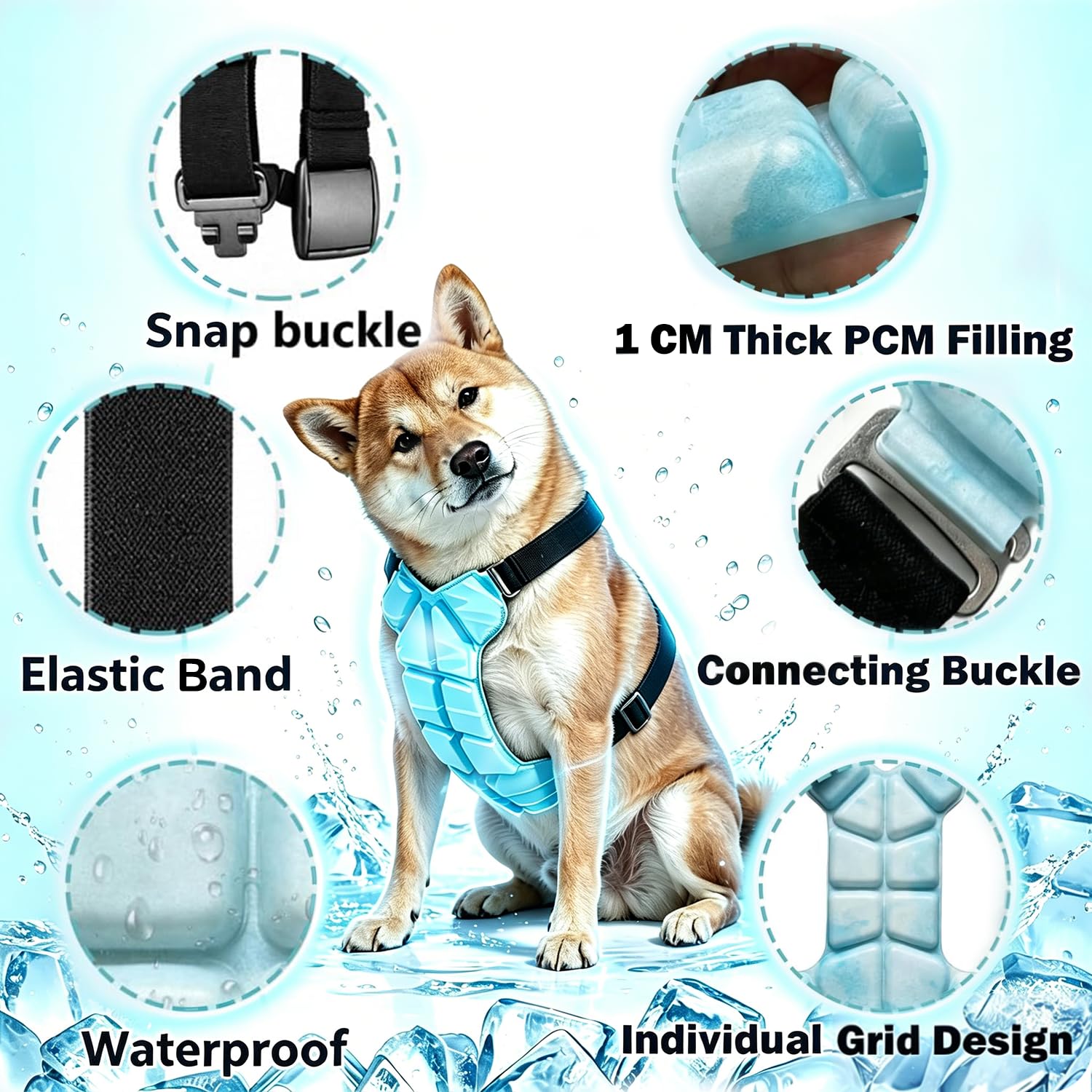 Kühlweste für Hunde, leichter als Wasser-Shirt, Sommer-Wärmeentlastung für Hunde, Angstlinderungsweste für Hunde an heißen Tagen, hält das Haustier bei heißem Wetter kühl