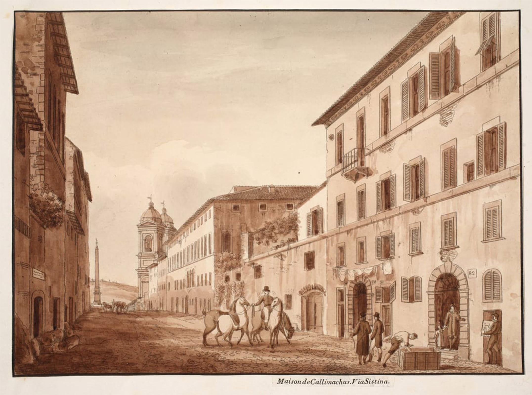 Serendipitp No Frame Abstract Painting Mural Print Picture Wall Decor Painting The House Of Callimachus Via Sistina By Agostino Tofanelli Vintage Wall Artwork For Home Decor 60X90cm