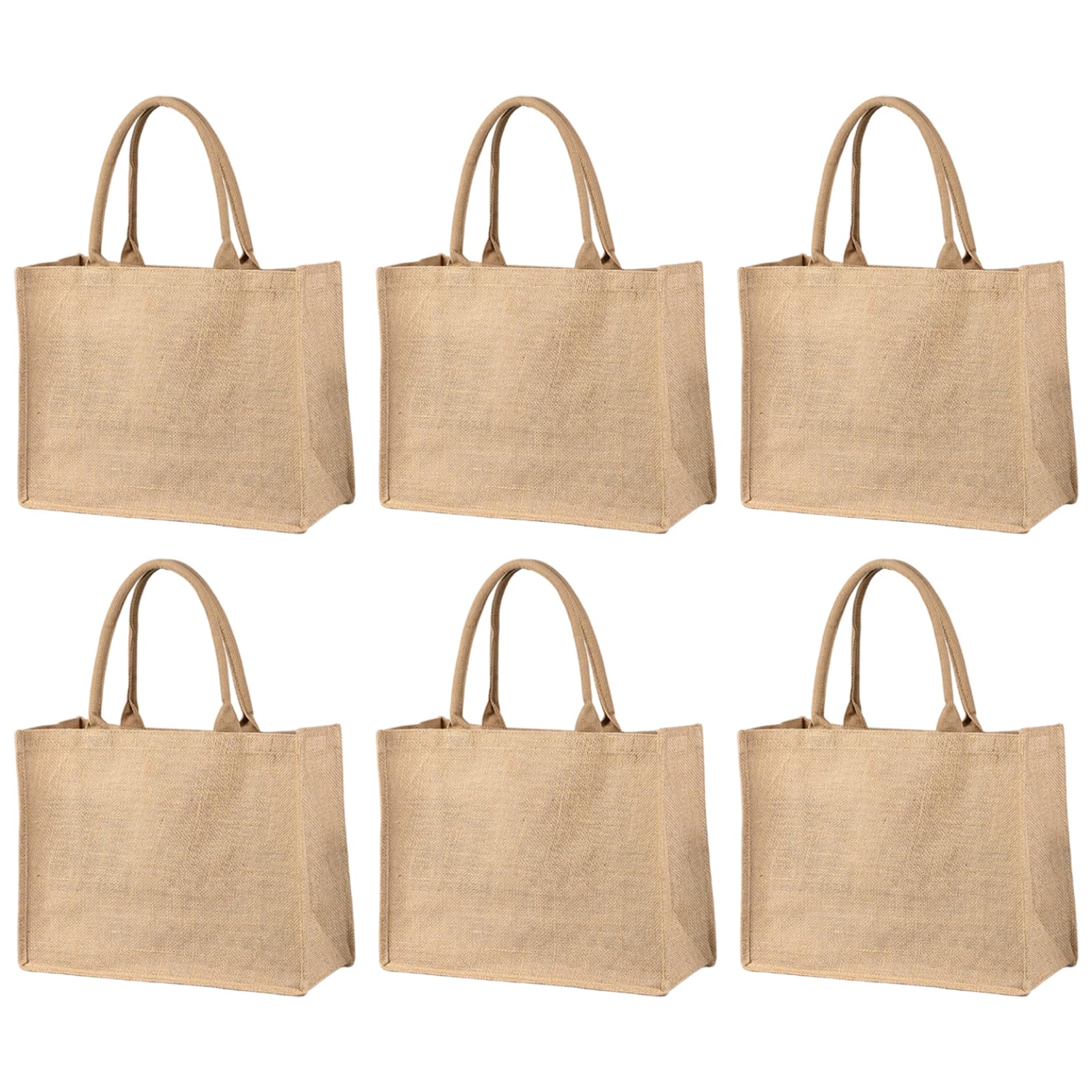 Borsa di tela, Borsa di iuta 6 pezzi 12x15x5, 5 pollici Tela resistente con manico per la spesa, la spesa, il matrimonio, gita