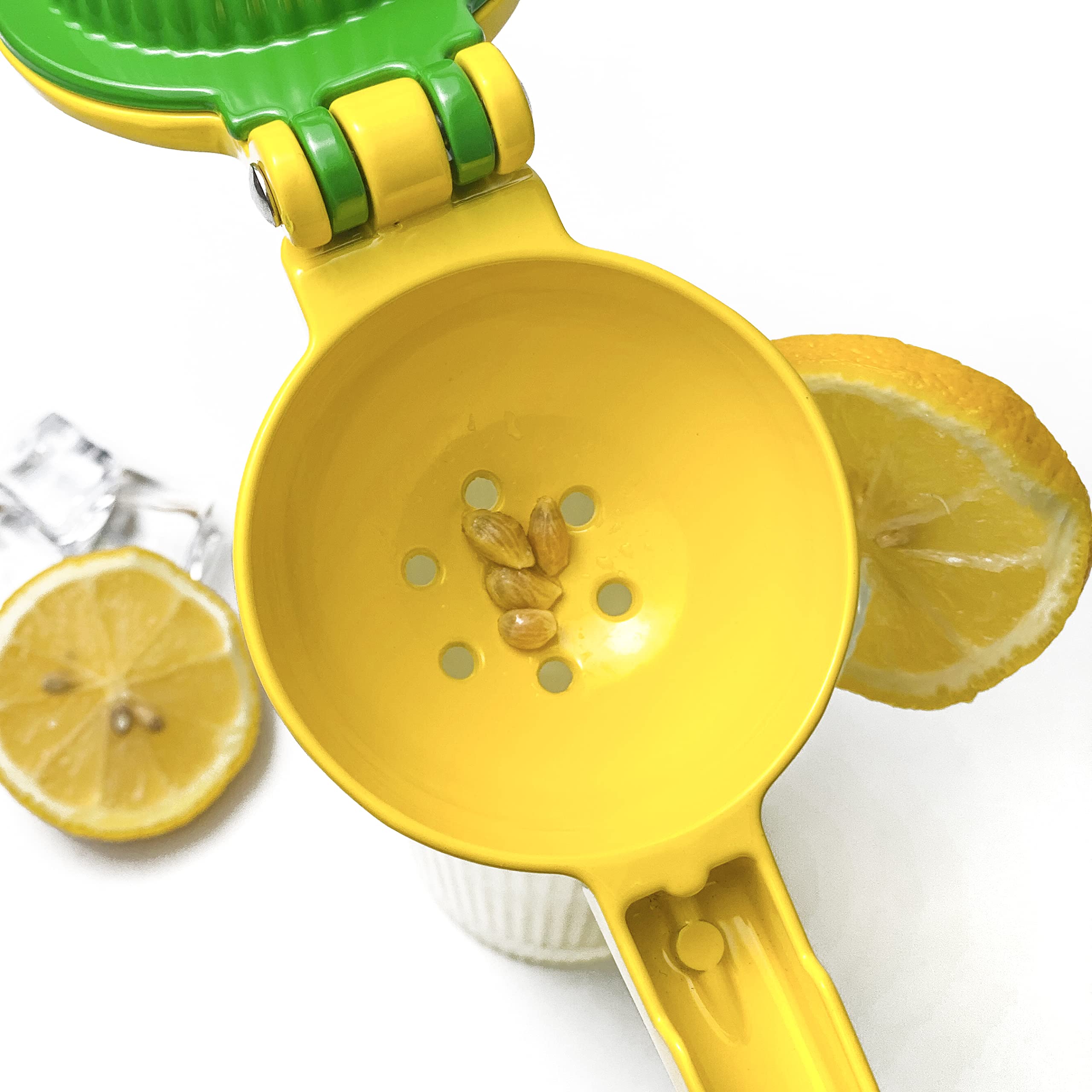Wyciskacz do cytryn - metalowa wyciskarka 2 w 1 - ręczna wyciskarka do cytryn i limonek najwyższej jakości ręczna wyciskarka do cytrusów (żółta i zielona)
