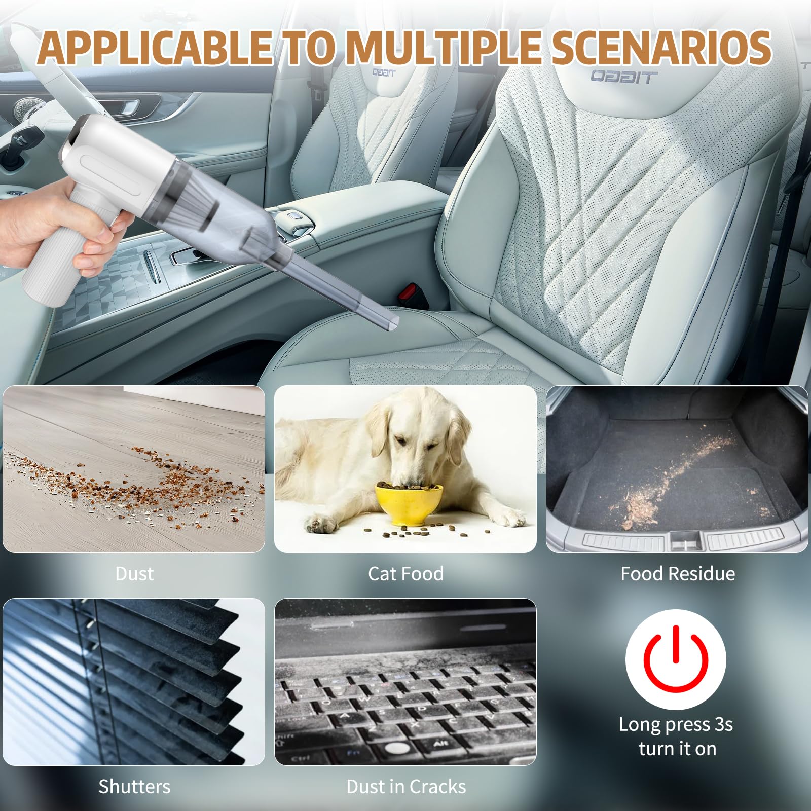 Aspirabriciole Senza Fili, Aspirapolvere Portatile Da 9000 Pa, Mini Aspirapolvere Auto Portatile Leggero Ricaricabile, Aspirapolvere Per Auto Usb Per Peli Di Animali Domestici, Auto, Casa, Ufficio