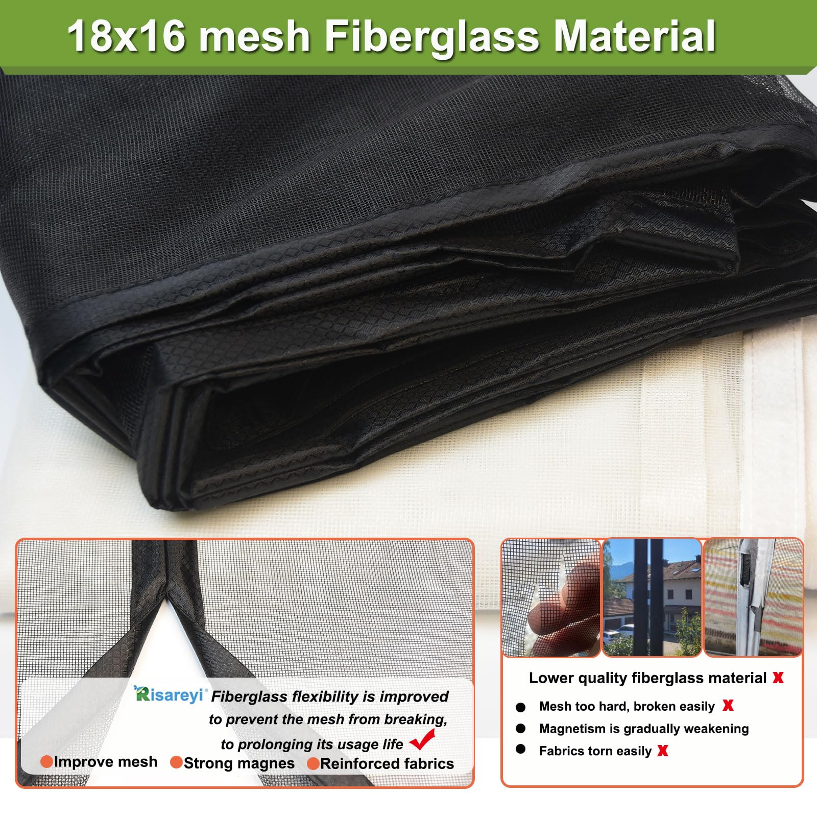 Moustiquaire Magnetique Fenetre 80 X 195 Cm, Moustiquaire Porte Sans Percer Pour Couloirs, Fermeture Automatique Et Détachables Pour La Plupart Les Types De Fenêtres Ou Porte, Blanc