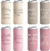 Generic Slim Can Coolers, Personalized Wedding Favor Can Coolers, Wedding (Fits Standard 12 oz Cans/Bottles)