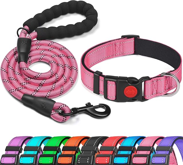 haapaw Reflective Dog Collar Padded with Soft Neoprene Breathable Adjustable Nylon Dog Collars for Small Medium Large Dogs