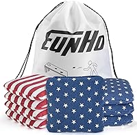 EunHo Regulation Cornhole Bags Set of 8 - 6x6" 16oz All-Weather Non-Dusty Bean Bags with Carry Case