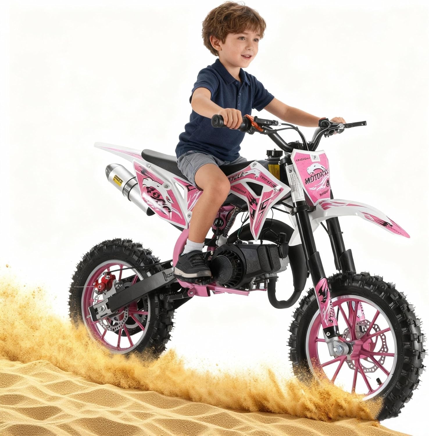 YOXIER 50cc Dirt Bike for Kids and Youth, 50cc Gas Powered Mini Bike, 2-Stroke Gas Pit Bikes & Off-Road Mini Motorcycle, 25MPH Pocket Rocket Bikes for Boys and Girls, Motos de Gasolina Pink