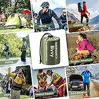 Vista 2 de Esky Emergency Sleeping Bag, Survival Bag Portable Thermal Bivy Sack, Waterproof Lightweight Emergency Blanket Survival Gear with Compass for