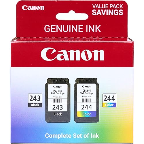 Canon PG-243 / CL-244 Genuine Ink Value Pack (2 Cartridges), Compatible with iP2820, MX492, MG2420/2520/2920/2922/2924/3020/2522/2525, TS3120/302/302a/202/4520/3320