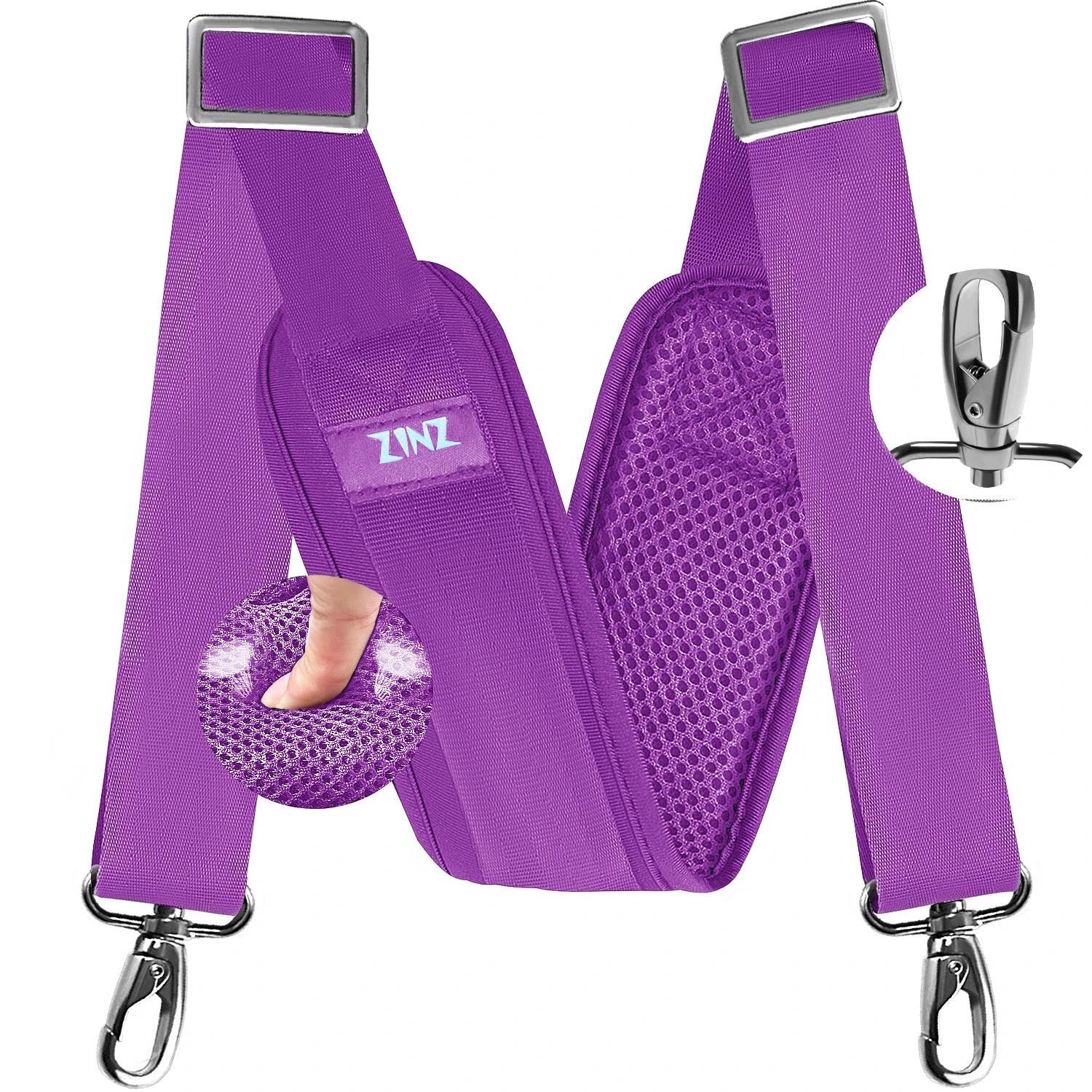 ZINZ 77 Zoll Schultergurt mit Extra Dickes Kissenpolster und Metall Drehhaken Universal Verstellbare Schulterriemen Dauerhafte belüfteten für GepäcktaschenKamera,Umhängetasche -Violett