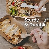 Vista 5 de LotFancy Tenedores desechables, 100 tenedores de madera, 6.2 pulgadas, biodegradables compostables, ideales para camping, picnic, cenas, suministros