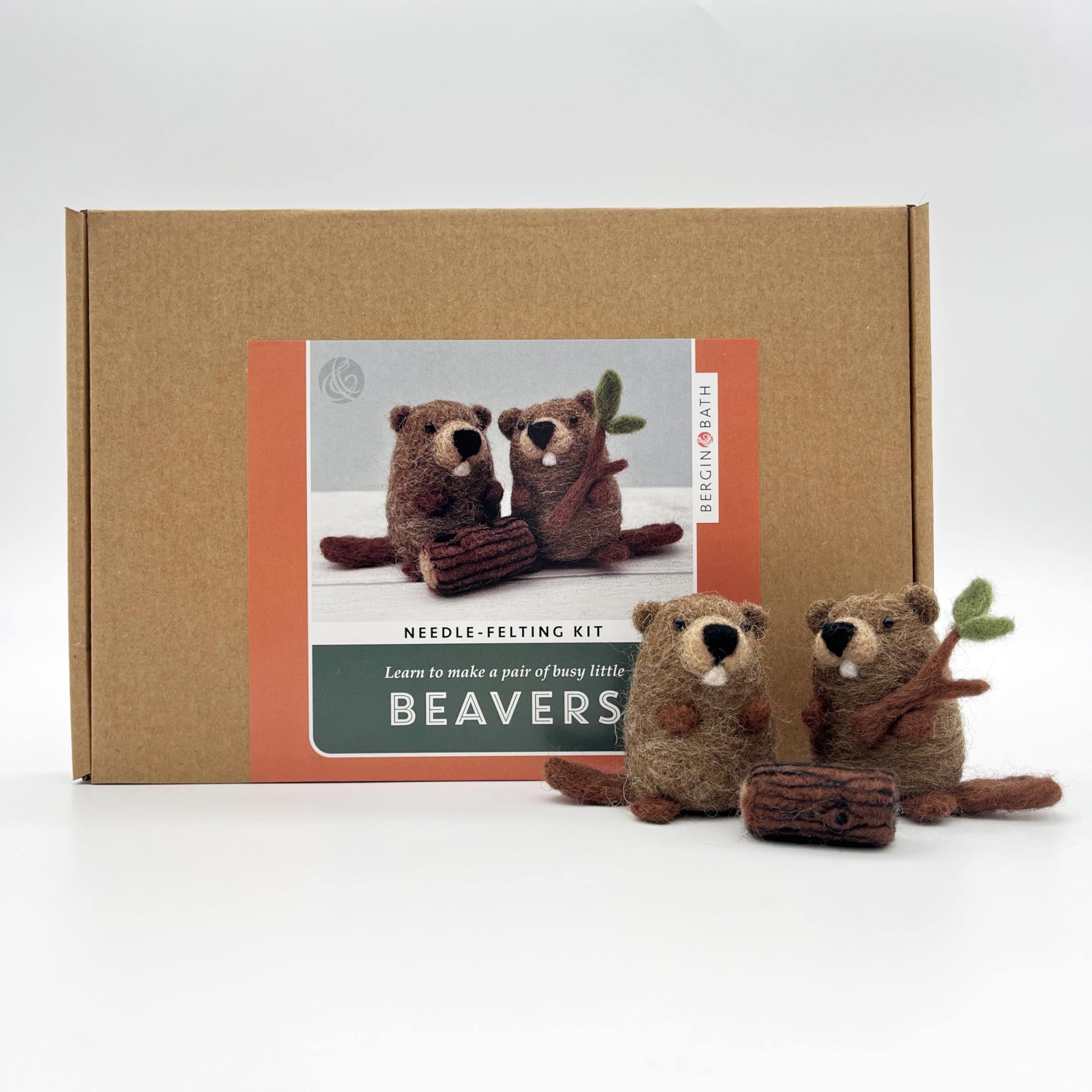 Bergin & Bath Needle Felting Kit Beavers. Learn How to Make a Pair of Busy Beavers with This Planet Friendly Craft kit for Adults and Teens. A Creative Gift idea.