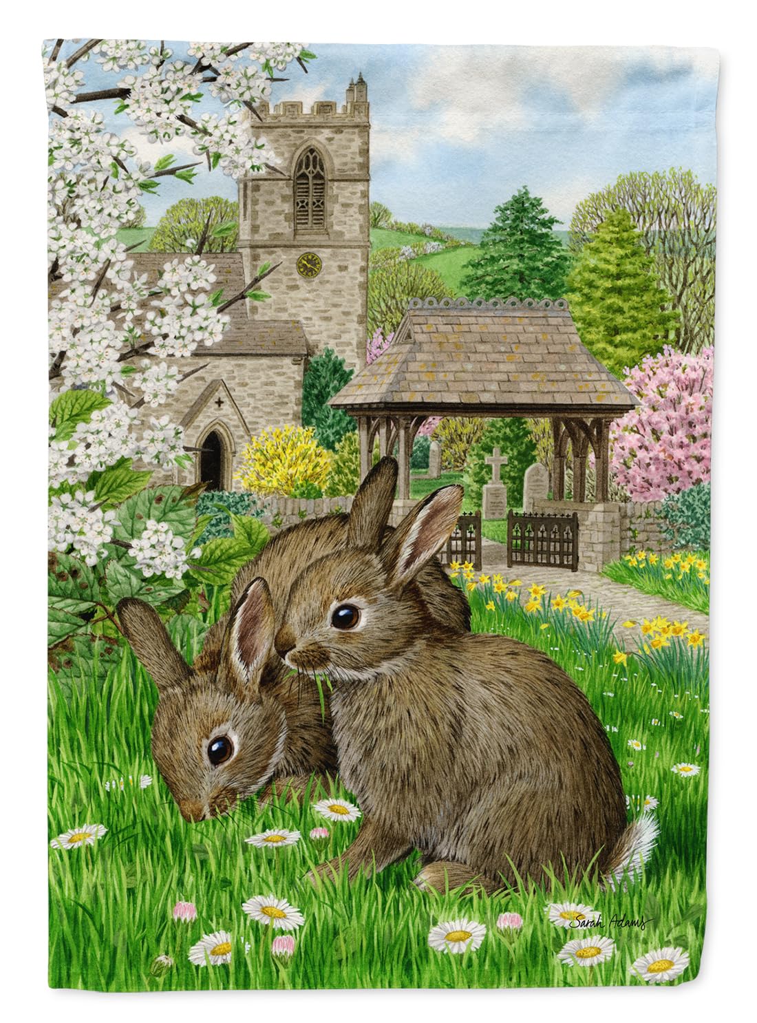 Drapeau de jardin lapin leveret petite taille extérieur résistant pour sublimer un gazon terne