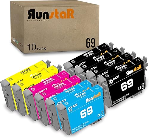 Run Star Cartucho de tinta remanufacturado 69 de repuesto para Epson 69 T069 uso para impresoras Epson Workforce 30 610 615 1100 1300 Stylus C120