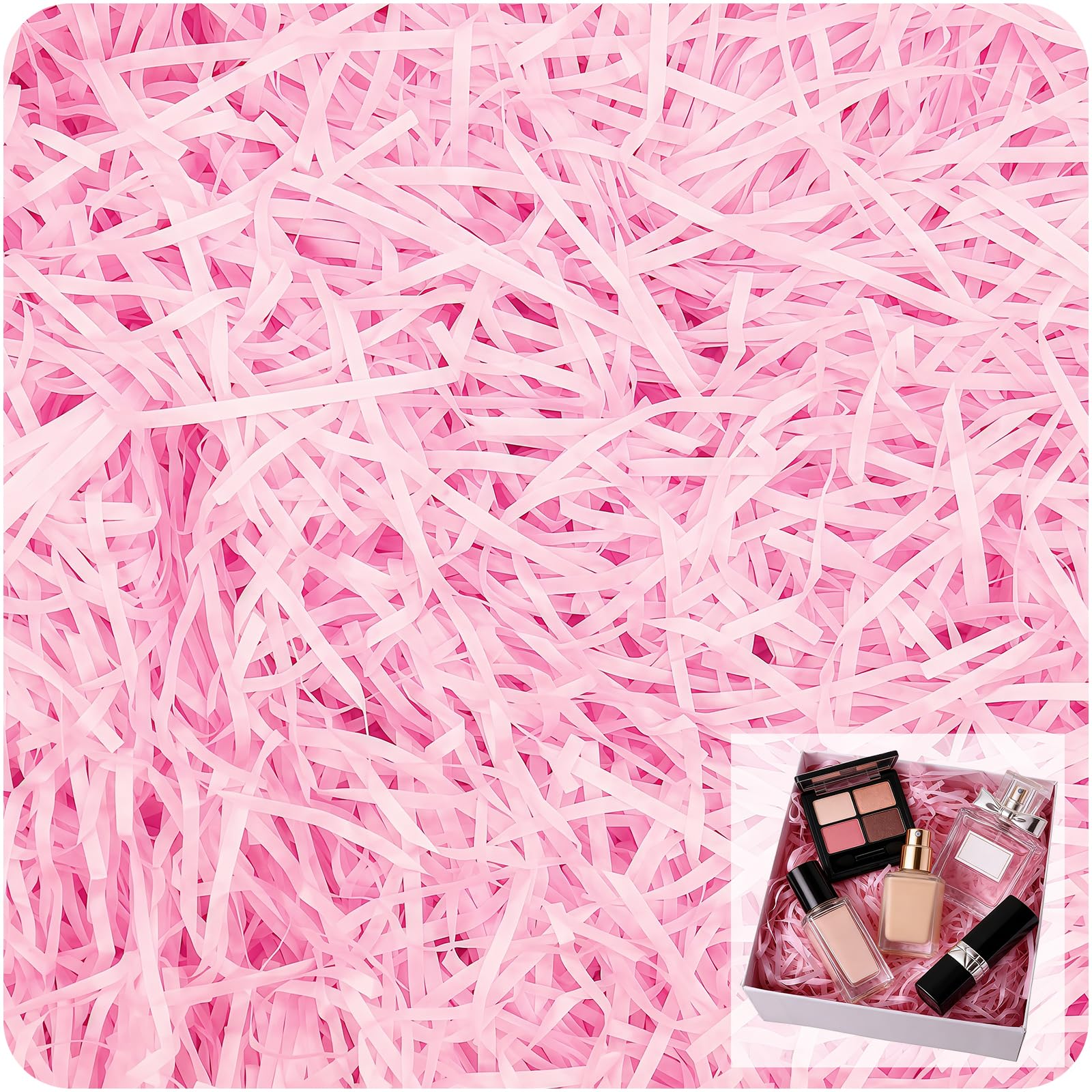 200g Shredded Tissue Paper for Gift Boxes, Pink Soft Shreds for Hampers Filling and Packaging, Filler Stuffing Paper for Christmas Birthday Decor