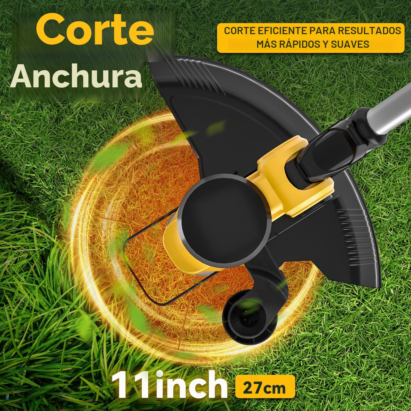 Desbrozadora Inalámbrica Compatible con Dewalt 20V batería (no bateríe) sin Escobillas con Batería Indicadora, Corte de Borde Eléctrico Plegable, Cabezal Giratorio 75° y Mango Giratorio 90°
