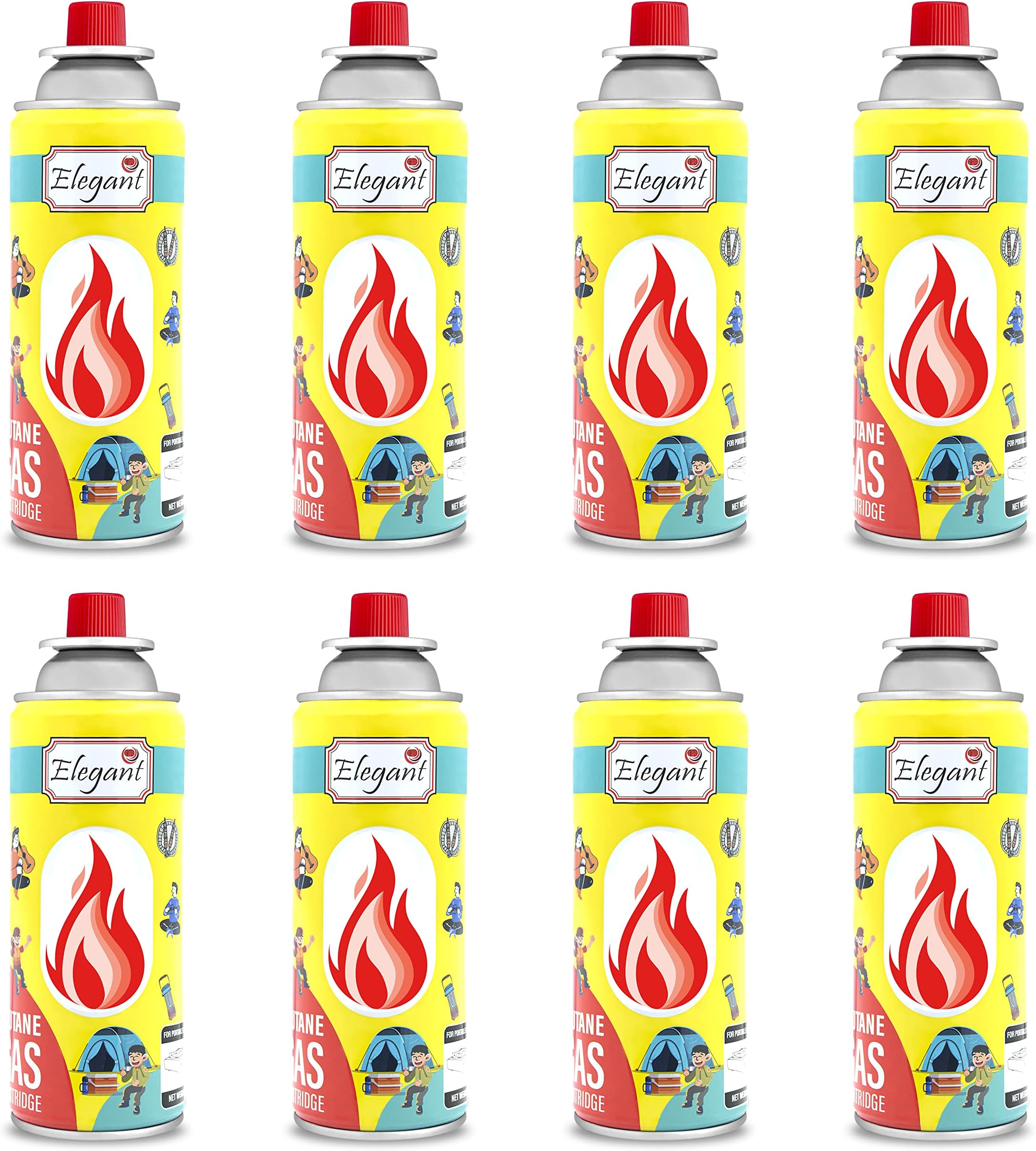 SET OF 8 | Elegant Portable STOVE GAS - Butane and Propane Gas for Camping Stoves & Light, HIGH Performance Gas Mix | Butane GAS for Stoves