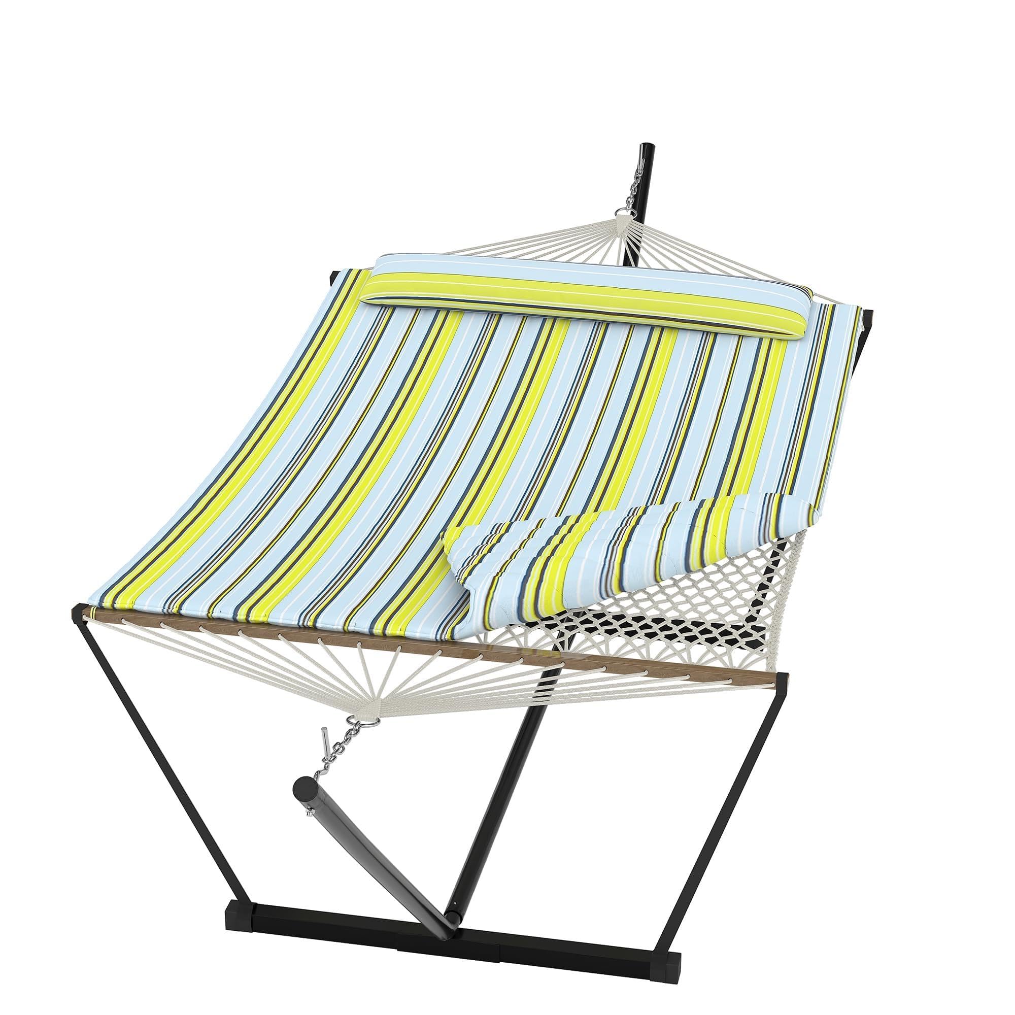 AffinityFurn Double Hammock with Heavy-Duty Steel Stand & Pillow & Paded, 2 Person Portable Hammock, 450 Lbs Capacity, Indoor Outdoor Hammock for Patio Pool Backyard, Easy Assembly