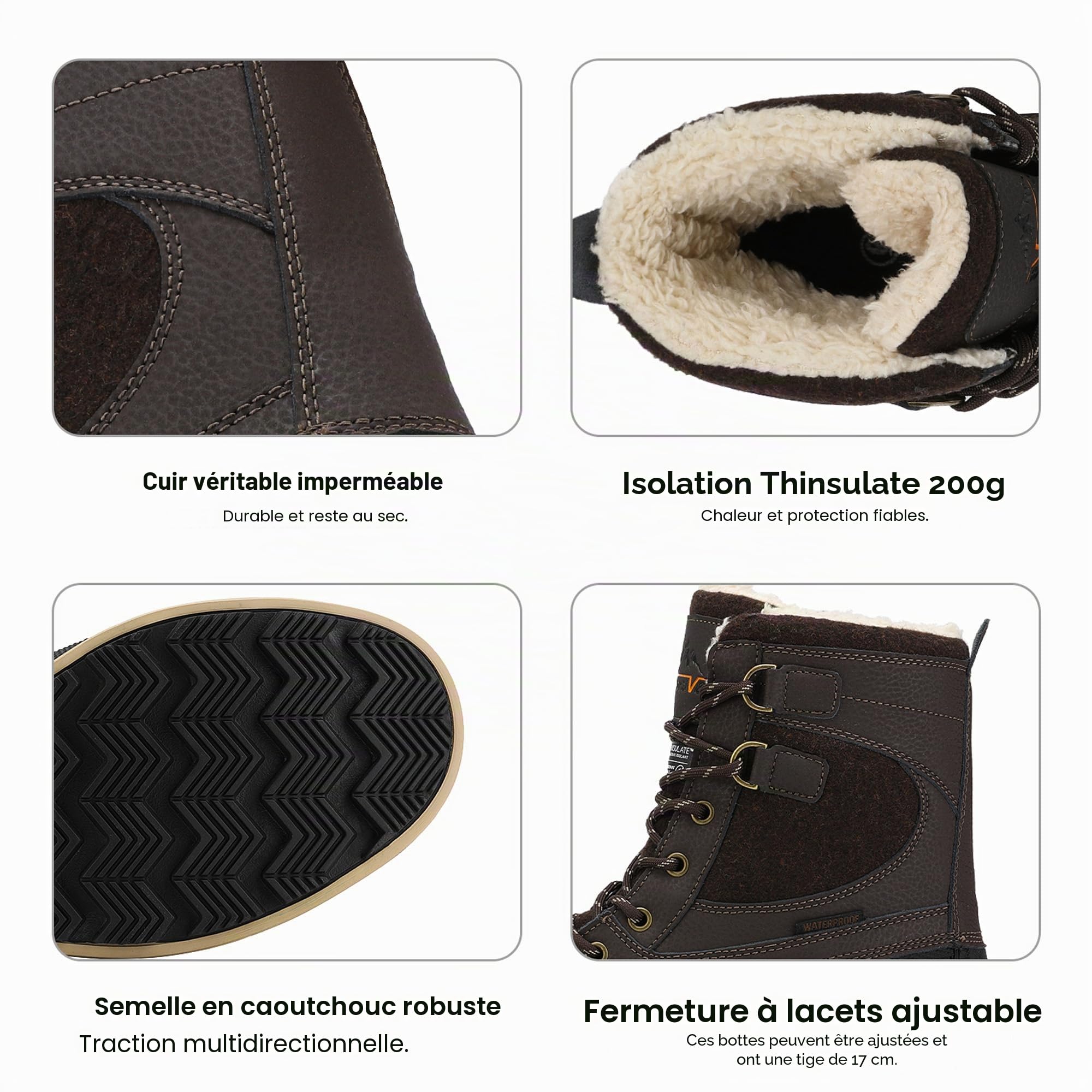 NORTIV 8 Bottes de Neige pour Hommes Imperméables