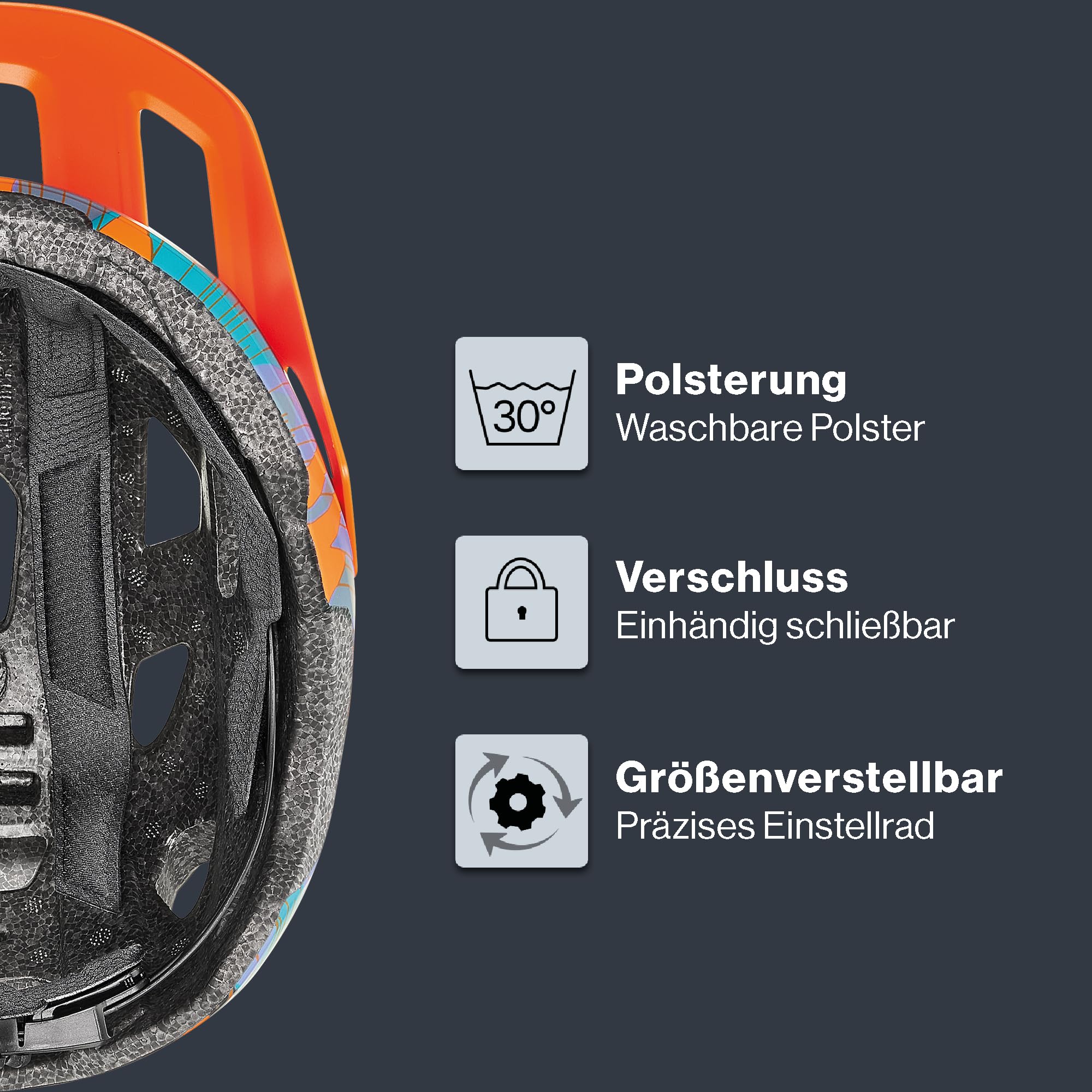 uvex react jr. - leichter Fahrradhelm für Kinder - individuelle Größenanpassung - waschbare Innenausstattung - papaya camo matt - 52-56 cm