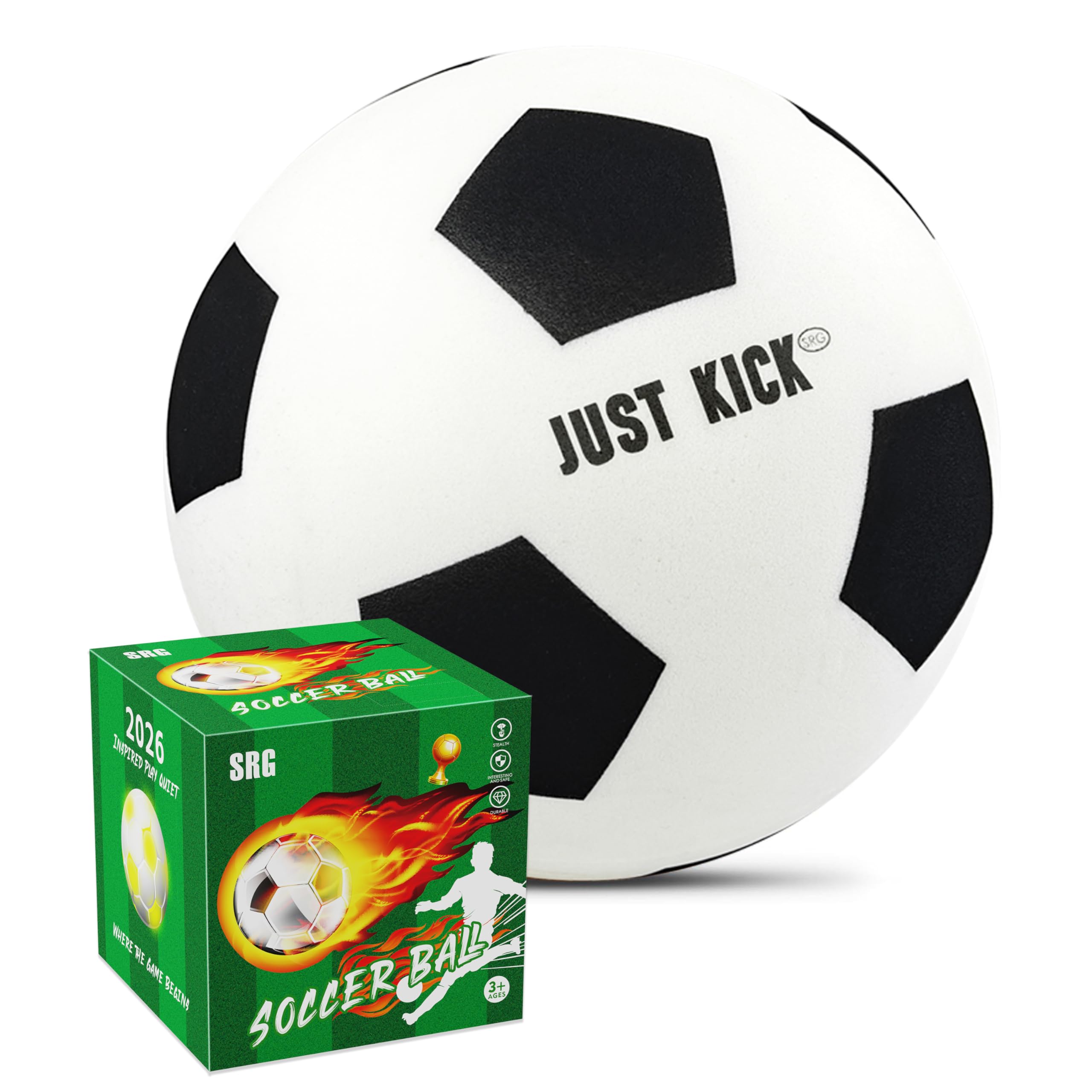 SRG Silent Foam Soccer Ball Size 5 – Indoor Soft Soccer Training Ball, Quiet Lightweight Foam Ball for Dribbling & Footwork Practice, Noise-Free Soccer Gift in Premium Box