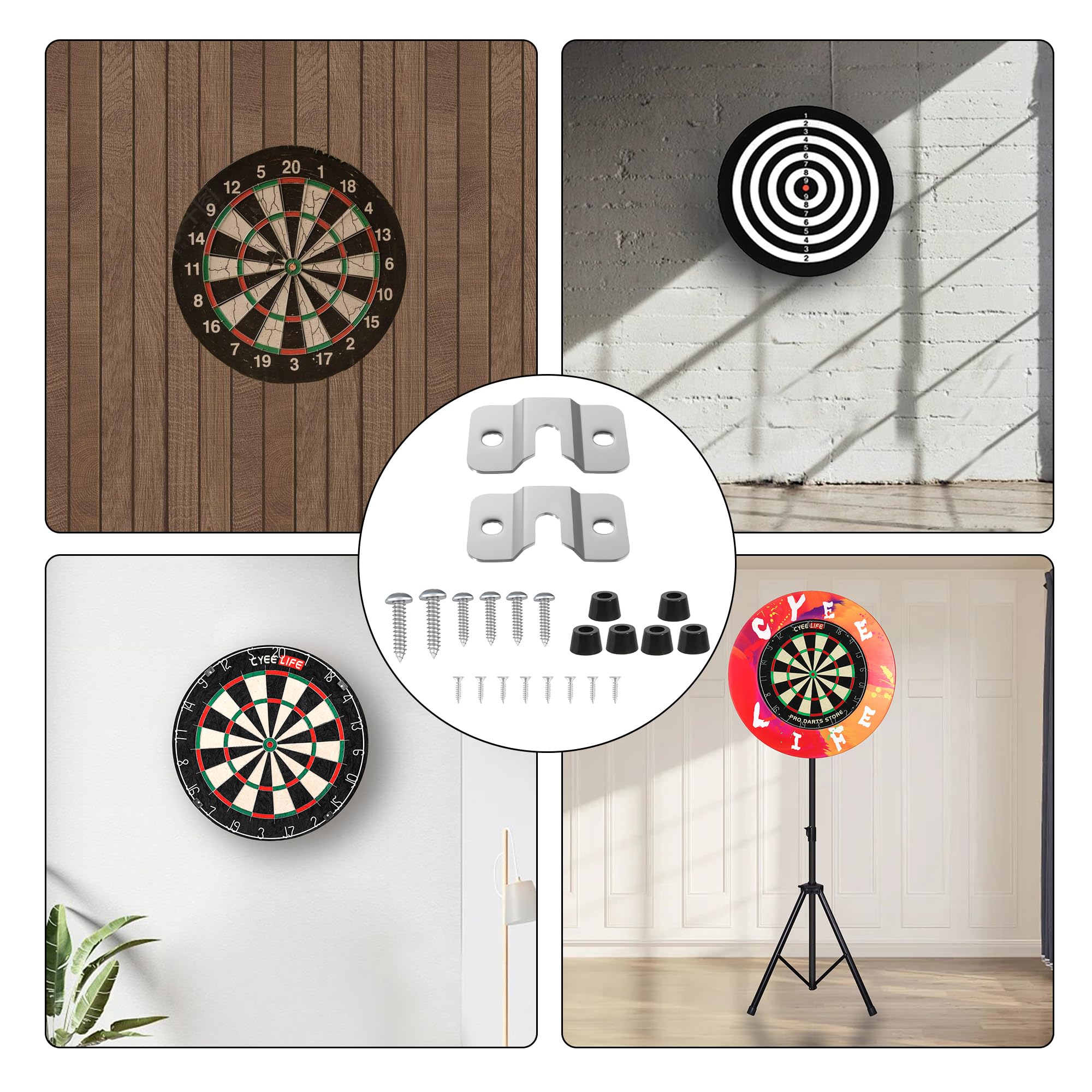 CyeeLife Juego de 2 soportes de pared para tablero de dardos de acero
