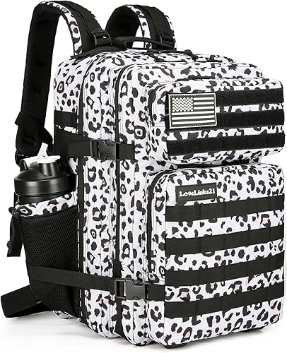 Miniatura 1 de Mochilas tácticas militares para hombres Molle Daypack 45L 3 días paquete de asalto bolsa mochila grande con sistema Molle bolsa, Blanco (White