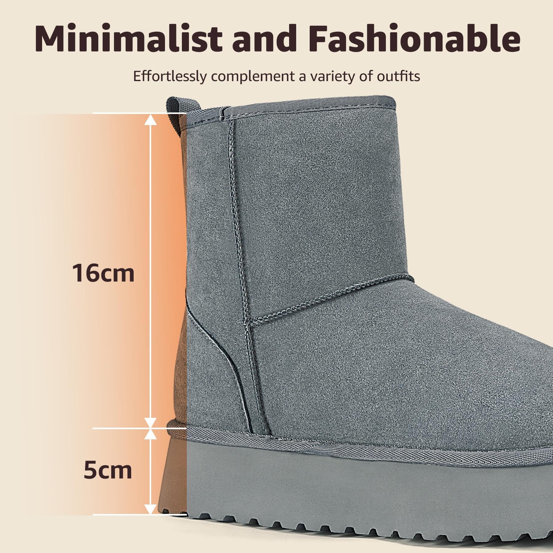 Mishansha Donna Invernali Scarpe da Neve Calde Stivaletti 36-42 EU | Platform, Antiscivolo, Fodera Interna， Memory Foam， Suole in EVA， Passeggiata, in Ufficio, Resistenti