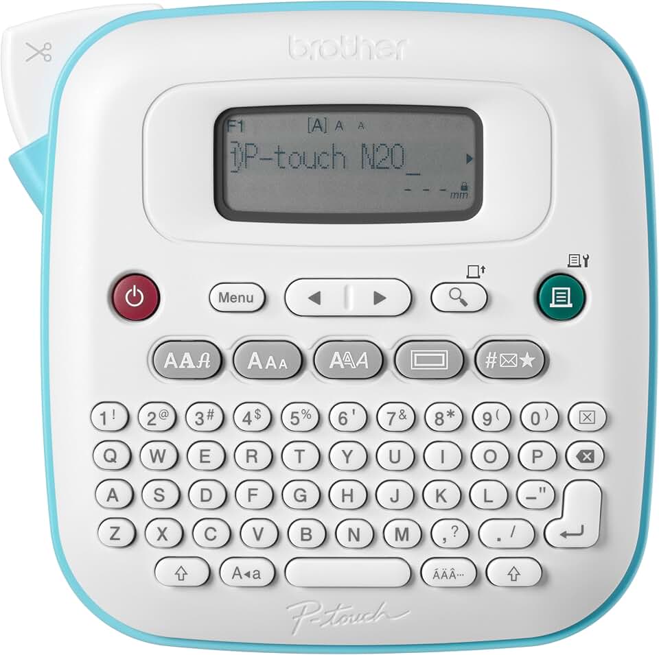 Brother P-Touch PT-N20 Criador de etiquetas de mesa pessoal, portátil, portátil e impresso em P-Touch Btag ~½" (12 mm) fitas de etiquetas coloridas de largura, etiquetas personalizadas